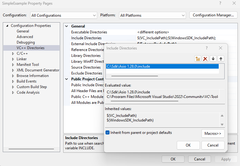 Including Asio in Visual Studio Image